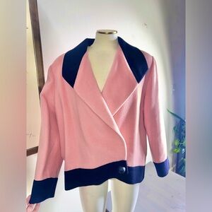 Lanvin Wool Coat Pink With Black Trim